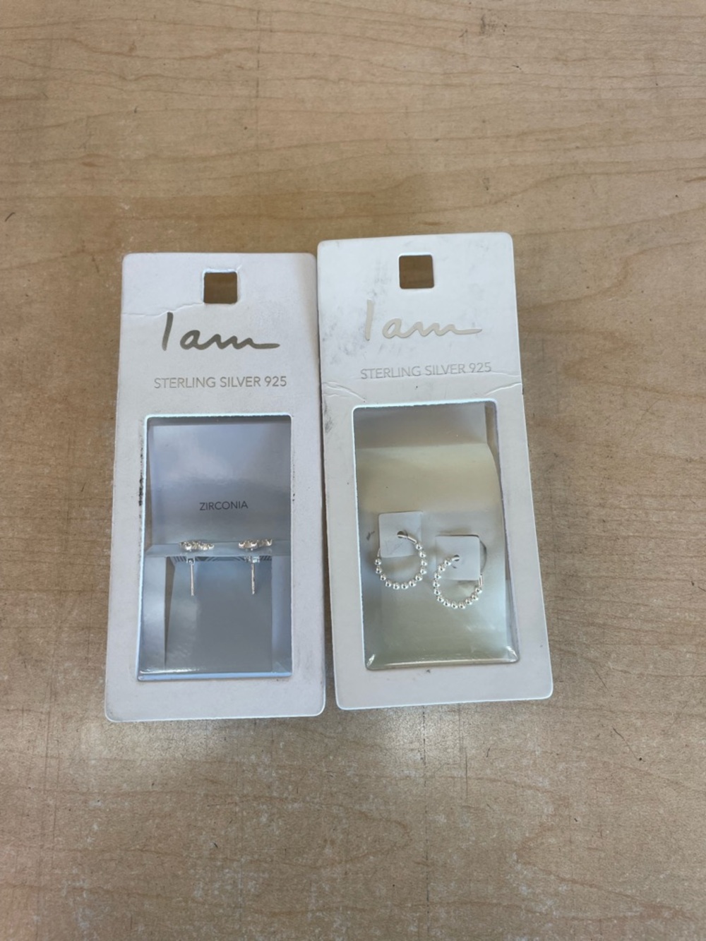 I Am Sterling Silver 925 Zirconia Earrings Duo - Silver